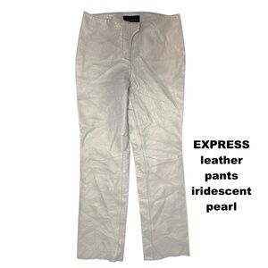 pants EXPRESS leather S iridescent pearl straight leg mid rise neutral elegant